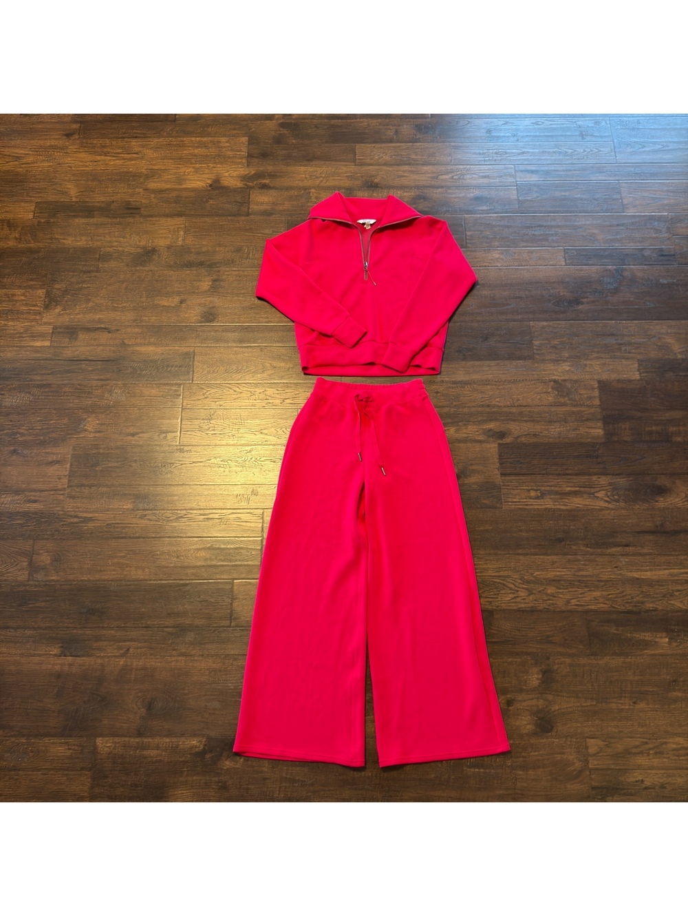 Limited Edition SPANX Red Women's AirEssentials Half Zip Pullover XS Wide Leg S